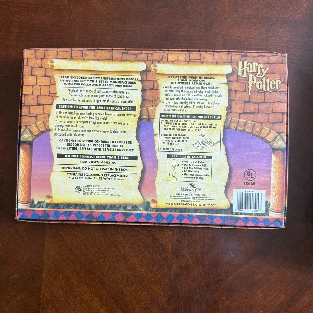 Harry Potter String Lights Kurt Adler 2000 WB Vintage Box 10 Globe‎ Set